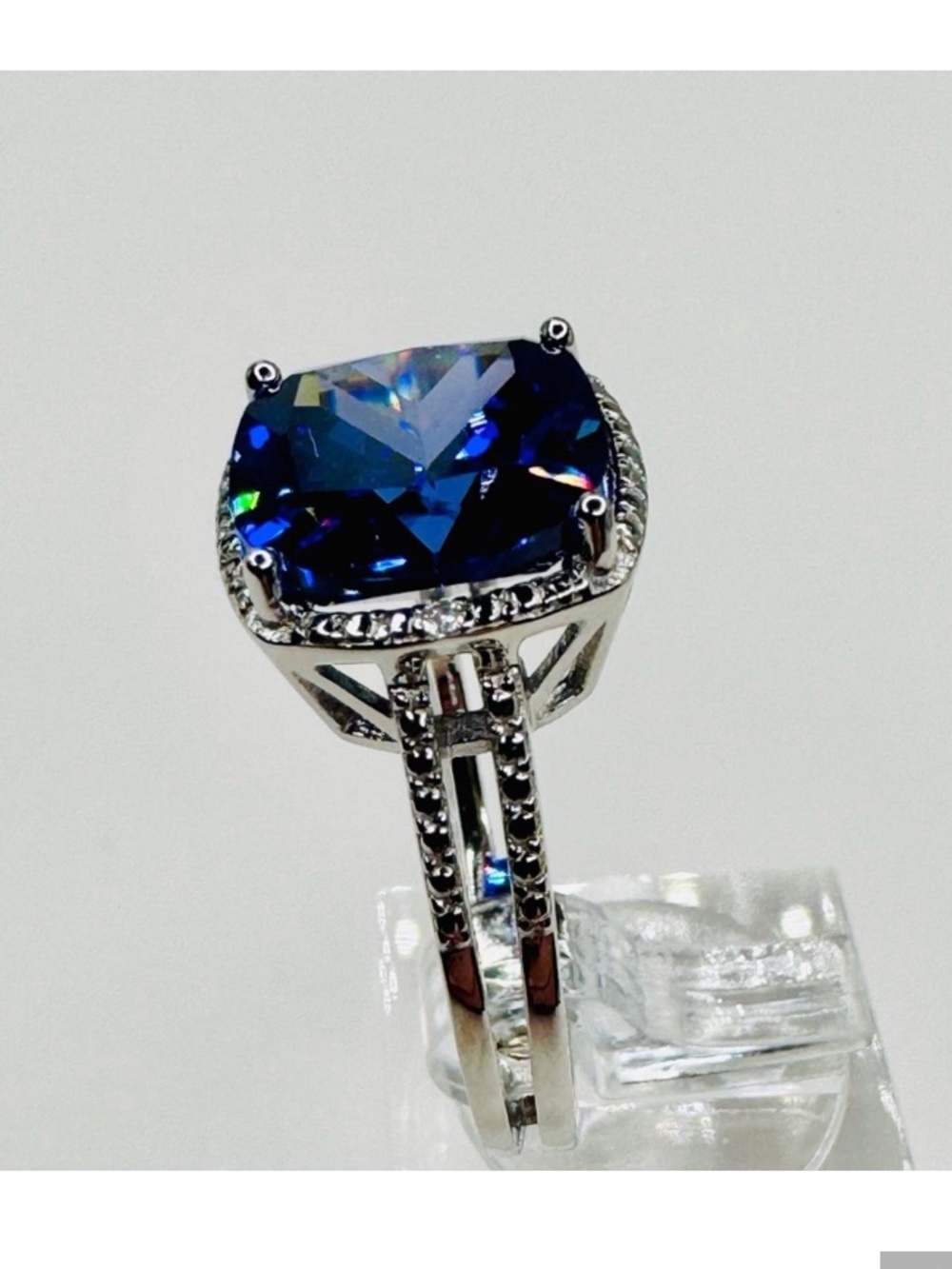 Ring TANZANITE 5 Carat gemstone set in 925 sterling silver size 8 - Picture 4 of 7